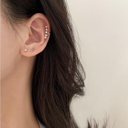 Ear Cuffs Earrings for Women Non Piercing Cartilage Cuff Wrap Clip on Earrings Trendy Pearl Rhinestone Tassel Chain Earrings Jewelry for Women - color: Rose Gold Pearl Ear Cuff