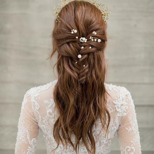 12Pcs Bridal Pearl Hair Clip, Wedding Hair Accessories for Party, Various Styles Handmade Pearl Decorations Supplies, Wedding Pins for Bridesmaid Bride
