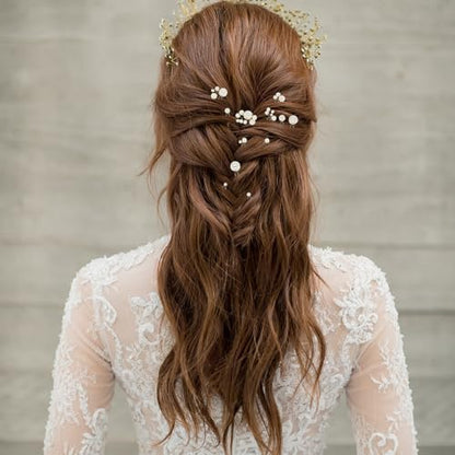 12Pcs Bridal Pearl Hair Clip, Wedding Hair Accessories for Party, Various Styles Handmade Pearl Decorations Supplies, Wedding Pins for Bridesmaid Bride