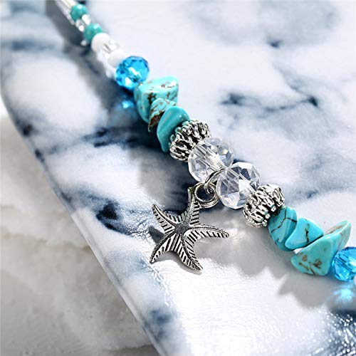 Softones Blue Starfish Turtle Anklet Multilayer Charm Beads Sea Handmade Boho Anklet Foot Jewelry for Women - style: I:Star 1