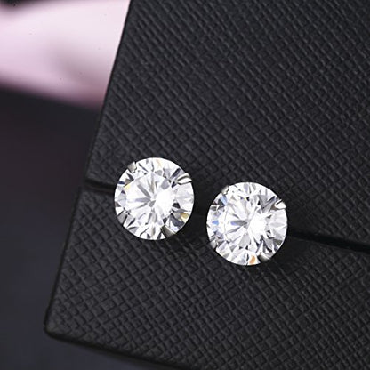 SBLING Platinum Plated Sterling Silver Stud Earrings Made with Austrian Crystals - size: Medium Size: 8mm