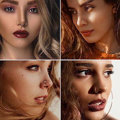 Besteel 10PCS 14K Gold Filled Nose Ring Studs - 6PCS Toe Rings for Women Non Tarnish Hypoallergenic Trendy Summer Beach Jewelry for Women