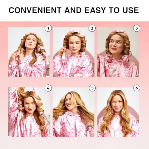Hello Kitty x Kitsch Satin Flexi Rods, Heatless Curling Rod - 4pc Set | Flexi Rod for Heatless Curl Overnight for Women, Comfortable Hair Curlers to Sleep In for Frizz-Free, No Heat Damage Styling
