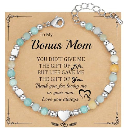 Best Friend Bracelet Gifts for Women Sister Bestie, Christmas Gift for Teens Mom Daughter Granddaughter Birthday Gift for Her Stocking Stuffers - color: Amazonite-Bonus Mom