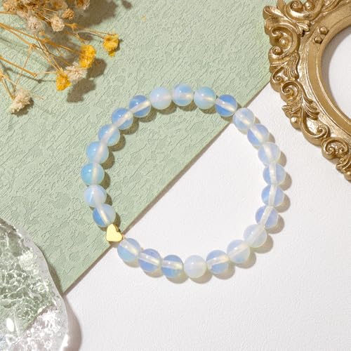 Healing Bracelet For Women Anxiety Beaded Bracelets Jewelry Healing Stone Crystal Bracelet Stress Relief Yoga Beads Chakra Bracelets Gifts For Women pink - color: Opal