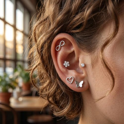 Zolure 16g Lip Rings Horseshoe Labret Jewelry Lip Barbell Ring Spike Snake Bite Piercing Jewelry Tragus Helix Earrings Studs Medusa Piercing for Women Men - color: 16G 8mm #6
