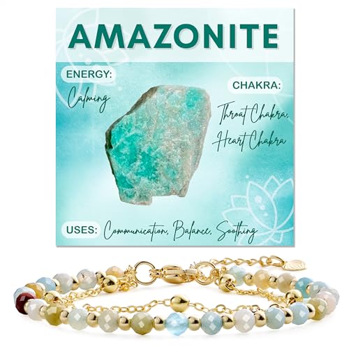 Farfume Crystal Beaded Bracelets for Women 4mm Natural Stone Jewelry Gifts | Natural Beads Gemstone,Handmade,Helper Tool,Yoga Protection,Hypoallergenic,Durability Wear - color: Amazonite-Calming