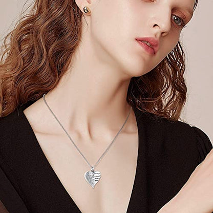 shajwo Cremation Heart Urn Necklace Ashes Jewelry for Women Men Keepsake Pendant Memorial Locket Ash Holder - color: Wing-Silver