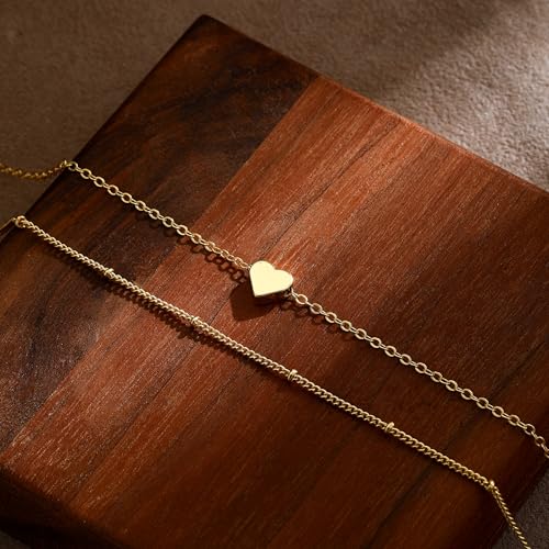Gold/Silver Ankle Bracelets for Women Waterproof Dainty 14K Gold Plated Pearl Heart Love Anklet Bracelet Satellite Cuban Link Beads Summer Beach Jewelry Gifts - style: Heart pendant + satellite-gold-126