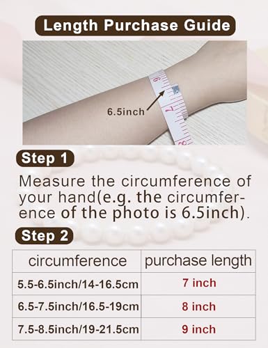 Freshwater Pearl Stretch Bracelets For Women With 6mm White Cultured Pearls Classic Bracelet - size: 7 inches