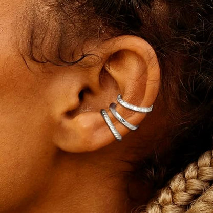 5 Pcs Thin Chunky Ear Cuff Earrings for Women 14K Gold Plated Brass Ear Cuffs Non Piercing Trendy Clip on Cartilage Earrings Cubic Zirconia Fake Piercings Earrings Jewelry - color: Style A,Thin Silver