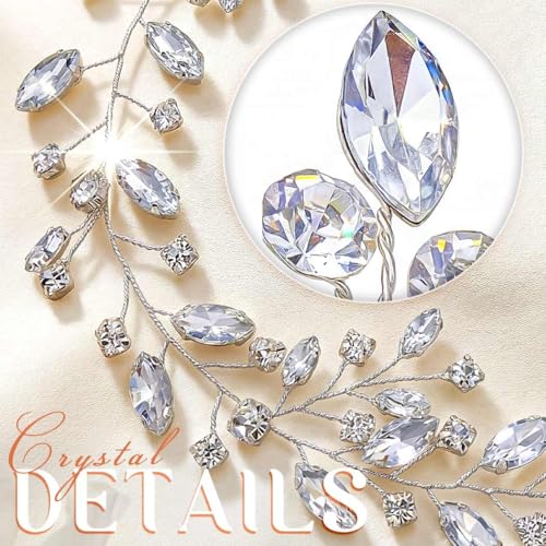 Rhinestone Bridal Hair Vine Silver Wedding Hair Pieces Crystal Hair Accessories for Women and Brides - color: silver
