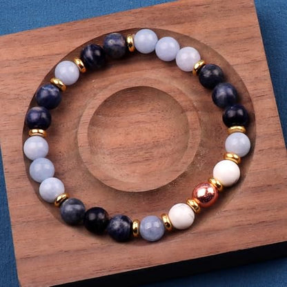 KSQS Healing Stone Bead Bracelet for Women, Natural Gemstones Balance Protection Bracelet, Spiritual Crystal Beads Bracelet Anxiety Relief with Meaning Card - color: Calming