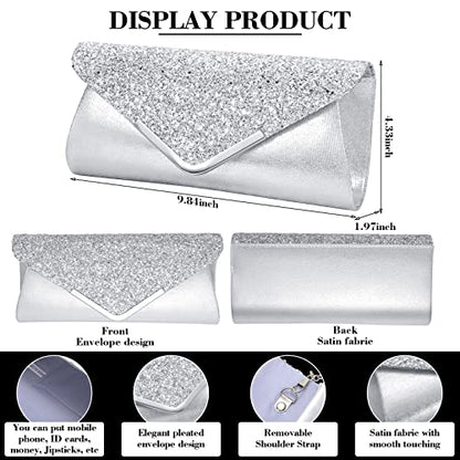 Mixweer 4 Pieces Clutch Purses Bag for Women Evening Rhinestone Jewelry Set Bling Necklace Earrings Bracelets Set for Wedding - style: Trendy Style