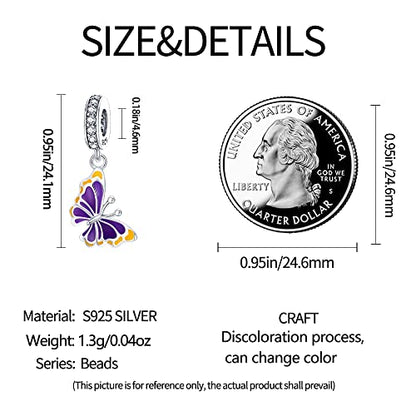 Pandach Animal Charm Bead fits Charms Bracelets for Woman-925 Sterling Silver Dangle Pendant Bead,Jewelry Beads Gifts for Women Bracelet&Necklace - style: Heat change color Butterfly Charm
