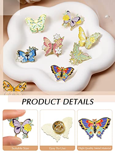 Janinka 10 Pcs Butterfly Enamel Pins Set Cute Spring Badge Back to School Lapel Brooches for Women Backpack Jewelry Gift - style: Classic