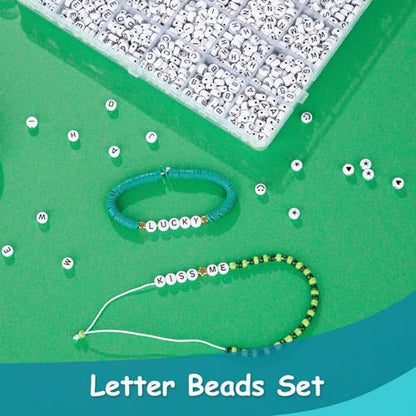 Goldwise Letter Beads for Bracelets, 1000 Pcs, Alphabet Beads for Friendship Bracelets, 7mm A-Z Round Black and White Letter Beads for Jewelry Making, Necklaces, and Key Chains - size: A-Z Letter Beads