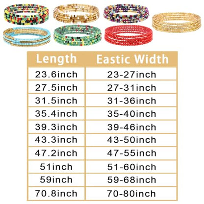 African Waist Beads Chain Layered Belly Body Chain Beach 7Pack Waist Jewelry Body Accessories for Women - size: 24inch/60cm