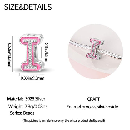 925 Sterling Silver Letter Charms Fits Pandora Bracelets Alphabet AZ Bead Charm for Bracelets Necklace with 5A Cubic Zirconia for Women Birthday Ceremony DIY Jewelry Gift - style: I
