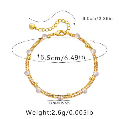 Gold Pearl Bracelet for Women, 18K Gold Plated Dainty Pearls Beaded Chain Bracelet Jewelry Gifts for Women - color: D-Gold 4