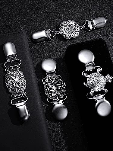 Jetec 4 Pieces Vintage Sweater Shawl Clips Retro Cardigan Collar Dress Shirt Brooch Clips for Women Wearing, 4 Styles - style: Retro