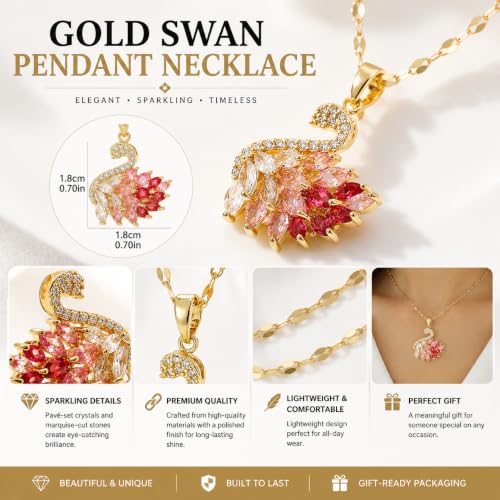 Gold Plated Swan Crystal Necklace Dangle Drop Jewelry for Weddings Parties Gifts Fashion Accessories
