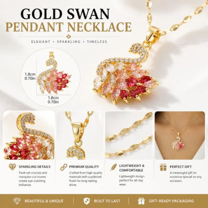 Gold Plated Swan Crystal Necklace Dangle Drop Jewelry for Weddings Parties Gifts Fashion Accessories