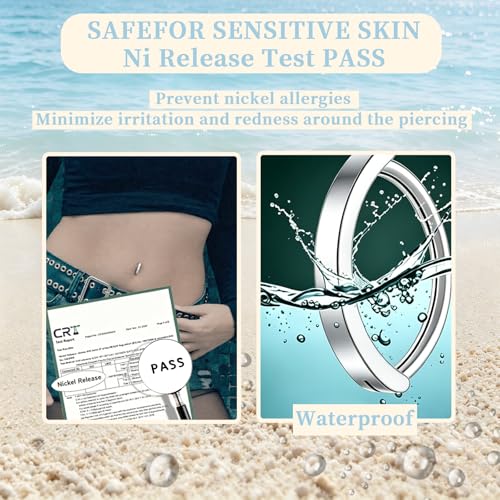 Clicker Belly Button Ring Hoop Belly Button Ring 14G Navel Ring | Surgical stainless steel hinged belly button ring for belly button piercing, navel body jewelry for women and men - color: 3 Silver