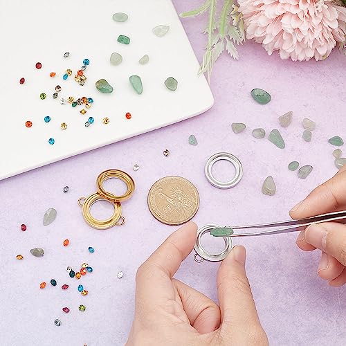 UNICRAFTALE 2Pc 2 Colors Glass Photo Charms Round Floating Lockets Connector Charms 17.5mm Inner Diameter Memory Locket Links Titanium Steel Pendants Bridal Wedding Bouquet Charms for Jewelry Making