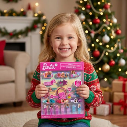 Barbie Hair Accessories Set with Hair Clips, Bows & Scrunchies - color: Barbie