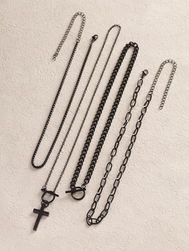 Sacina Goth Layered Cross Choker Necklace, Gothic Punk Grunge Emo Necklace, Christmas Jewelry Gift for Women - color: Black