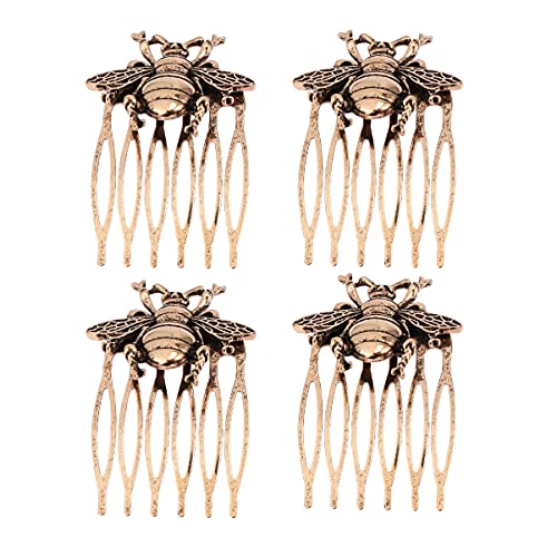 Minkissy 4pcs French Comb Bee Vintage Cartoon Animal Hair Combs Headwear Hairpin Hair Accessories for Wedding Banquet Party