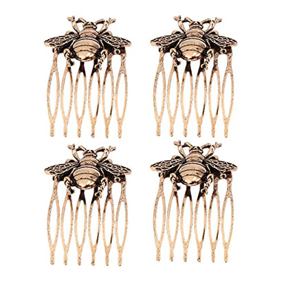 Minkissy 4pcs French Comb Bee Vintage Cartoon Animal Hair Combs Headwear Hairpin Hair Accessories for Wedding Banquet Party