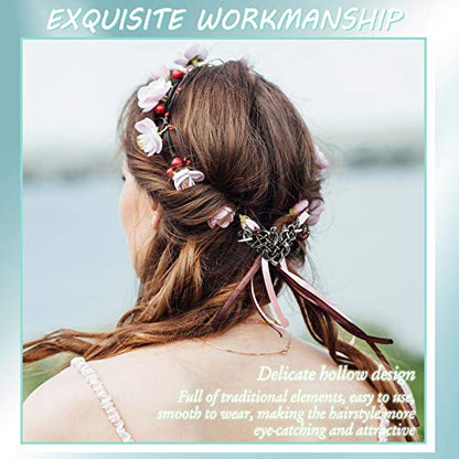 WILLBOND 2 Pieces Viking Celtic Hair Clips Hairpins Viking Silver Hairs Stick Celtic Knot Jewelry Hair Clips for Ladies or Women - color: Traditional
