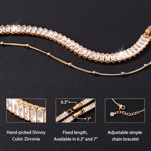 Bracelet for Women Gold Layered Set 14K Gold Filled Stackable Bracelets Trendy Figaro Satellite Chain Cuban Link Minimalist Dainty Bracelet Tennis Bracelet Jewelry - style: Tennis & Satellite