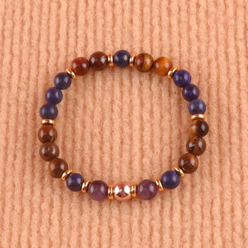 KSQS Healing Stone Bead Bracelet for Women, Natural Gemstones Balance Protection Bracelet, Spiritual Crystal Beads Bracelet Anxiety Relief with Meaning Card - color: Anxiety