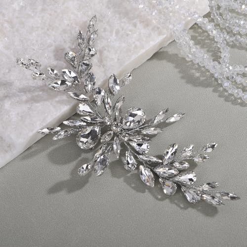 Vintage Crystal Silver Headband Wedding Bridal Bridesmaid Side Headpiece Handmade Hair Accessories (Silver) - color: Silver