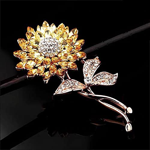 BeeGift Brooches for Women， Sunflower Brooch Pin Wedding Embellishment DIY Brooch Mother's Gift (Gold Crystal-1pcs)