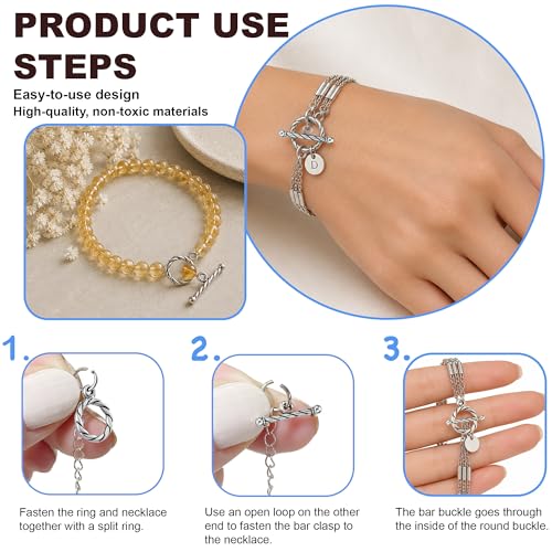 Heather's cf Toggle Jewelry Clasps – Durable Quality, Antique Twisted Silver Finish Toggle Clasps & Closures for Necklace, Bracelet & Charms – Ideal for DIY, & Jewelry Making – Small (Set of 100) - color: Twisted silver toggle clasp