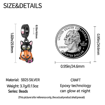 925 Sterling Silver Charms for Bracelets Necklaces Dangle Pendant With 5A Cubic Zirconias Bead Charm for Women DIY Jewelry - style: Glow-in-the-dark kitten