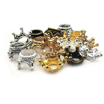 iloveDIYbeads 60pcs Mixed Antique Silver Bronze Gold 3D King Crown Loose Spacer Bead,Craft Supplies Crown Charms for Jewelry Making Accessory Findings (M264) - color: Crown Charms