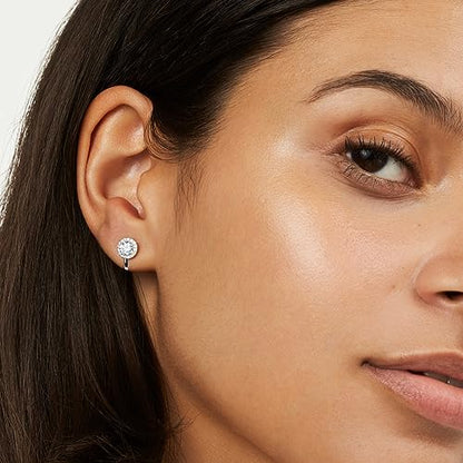 Clip on Earrings Women, 14K Gold Hoop Clip-On Earrings for Women, Hypoallergenic Non Pierced Croissant Earrings - color: Gold Cubic Zirconia