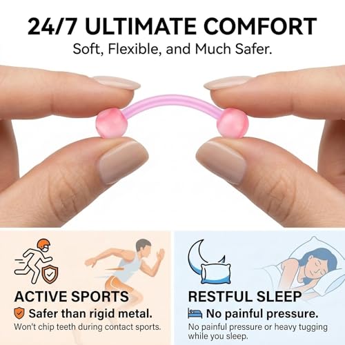 Zolure 10Pcs 14G Tongue Rings Acrylic Candy Color Tongue Piercing Jewelry Flexible Plastic Nipple Rings Tongue Barbells for Women 16mm - color: Pink+Orange 10pcs