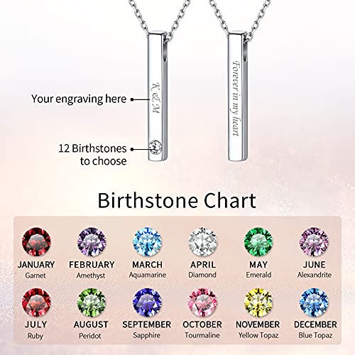 ChicSilver Customizable Vertical Bar Pendant Necklace 925 Sterling Silver Y Necklace Simple Fashion Jewelry Gifts for Women - style: D. 4mm Vertical Bar-Silver Birthstone Engraving