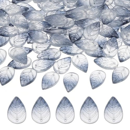 PATIKIL Leaf Beads, 50Pcs Crystal Translucent Czech Glass Beads for DIY Jewelry Making Bracelets Necklace, Gradient Dark Blue - color: Gradient Dark Blue