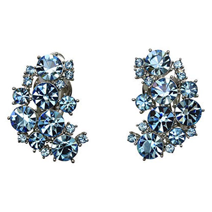 Faship Gorgeous Clip Ons Floral Earrings - color: Aqua