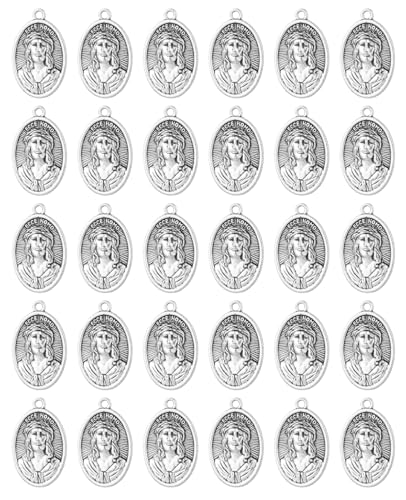 Saint Therese of Lisieux/Saint Mother Teresa of Calcutta/Divine Mercy Jesus/Mater Dolorosa Patron Saint Medal Charm Pendant for DIY Rosary Necklace Bracelet Jewelry Making Part - color: 30pcs-Jesus ECCE Homo medal