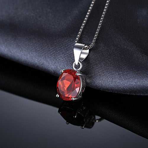 JewelryPalace Natural Gemstone Garnet Peridot Amethyst Citrine Blue Topaz Birthstone Solitaire Pendant Necklace Jewelry Set, 14k Gold Plated 925 Sterling Silver Necklaces for Women, 18 Inch Box chain - color: G-Sterling Silver-Garnet
