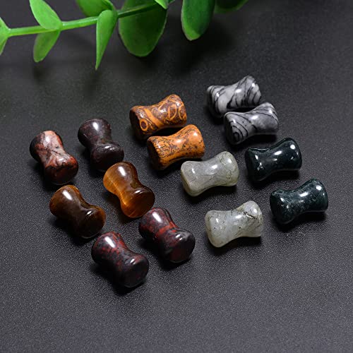 14PC 7 Pairs Stone Ear Plugs Double Flare Saddle Stretching Gauges Expander Stretchers 2G(6mm)-5/8"(16mm) - color: #1 2g(6mm)