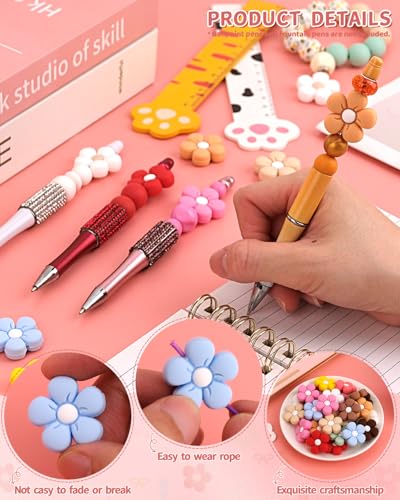 12PCS Colorful Flowers Silicone Focal Beads for Pens - color: Colorful flowers